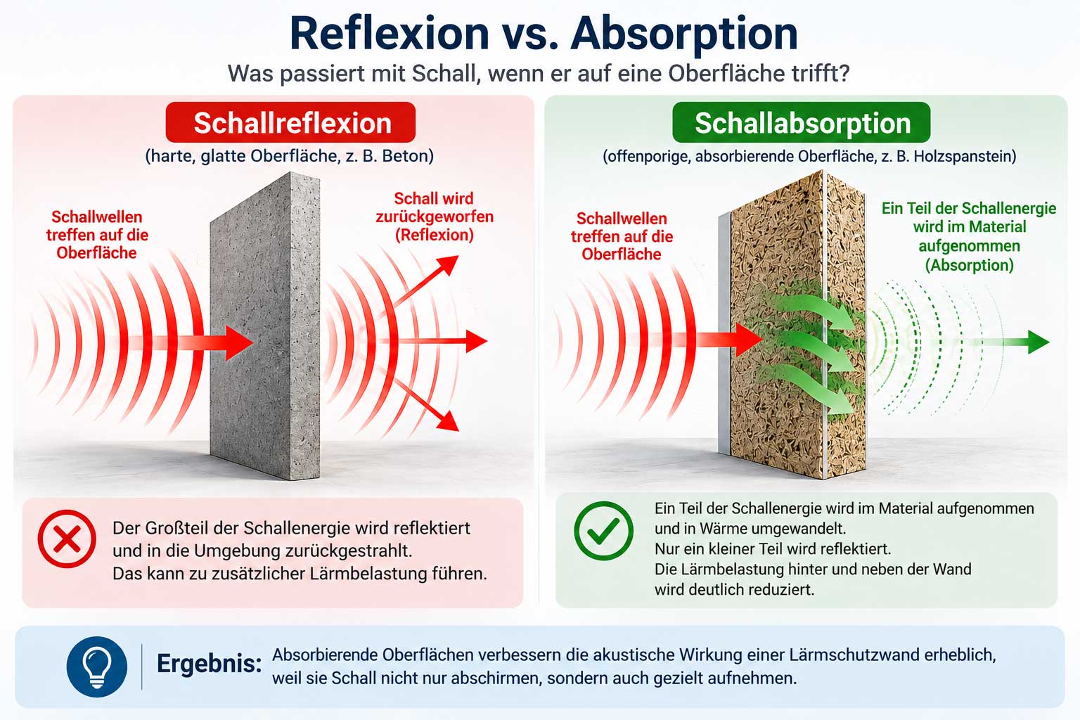 Holzbeton und Beton: Reflektion und Absorbtion
